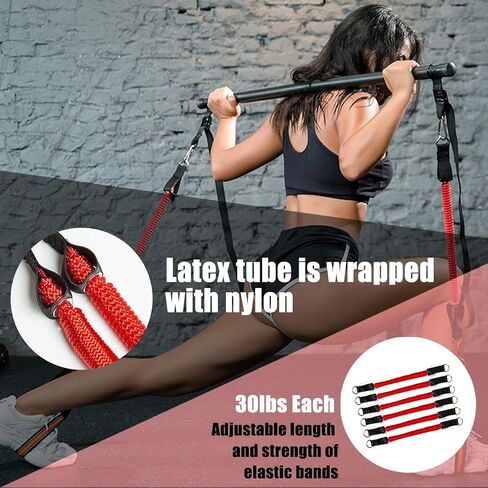 مجموعة أدوات تمارين البيلاتس المحمولة مع أشرطة المقاومة، مجموعة أدوات تدريب القوة المحمولة على شكل عصا البيلاتس، معدات تدريب الصالة الرياضية المنزلية in Kuwait