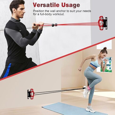 Resistance Band Wall Anchors Gym Wall Anchor System Versatile Space-Saving Solution with Resistance Band Bar and Wall Anchors for Home Gym Workouts Strength Training in Saudi Arabia