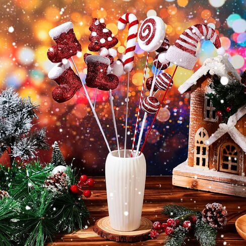 6 قطع من اختيارات زينة عيد الميلاد، زينة شجرة عيد الميلاد، قفاز سانتا هات، حلوى مجعدة، قصب مصاصة، كرات التوت على العصي لشجرة عيد الميلاد، إكليل، مزهرية، قطع حشو حرفية (كلاسيكية) in Kuwait