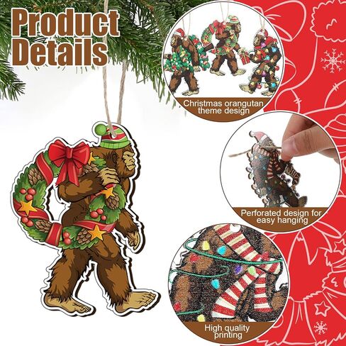 Sasquatch Christmas Tree Ornament Wooden Bigfoot Ornament Hanging Bigfoot Christmas Ornament Funny Christmas Tree Decoration Gorilla Decorative Hanging Ornaments for Xmas Decor (27 Pcs) in Saudi Arabia
