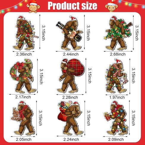 Sasquatch Christmas Tree Ornament Wooden Bigfoot Ornament Hanging Bigfoot Christmas Ornament Funny Christmas Tree Decoration Gorilla Decorative Hanging Ornaments for Xmas Decor (27 Pcs) in Saudi Arabia