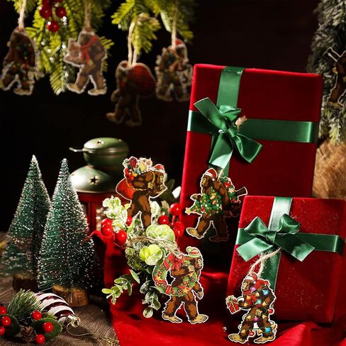 Sasquatch Christmas Tree Ornament Wooden Bigfoot Ornament Hanging Bigfoot Christmas Ornament Funny Christmas Tree Decoration Gorilla Decorative Hanging Ornaments for Xmas Decor (27 Pcs) in Saudi Arabia