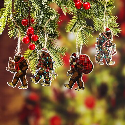 Sasquatch Christmas Tree Ornament Wooden Bigfoot Ornament Hanging Bigfoot Christmas Ornament Funny Christmas Tree Decoration Gorilla Decorative Hanging Ornaments for Xmas Decor (27 Pcs) in Saudi Arabia