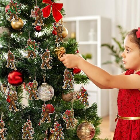 Sasquatch Christmas Tree Ornament Wooden Bigfoot Ornament Hanging Bigfoot Christmas Ornament Funny Christmas Tree Decoration Gorilla Decorative Hanging Ornaments for Xmas Decor (27 Pcs) in Saudi Arabia