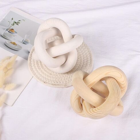 Jlong Wood Knot Chain Link Decor Coffee Table Decor 3-Link Small Shelf Decor Accents Hand Carved Boho Bead Modern Farmhouse Decorative Wooden Knot Craft Ornaments for Bedroom Living Room Office in Saudi Arabia