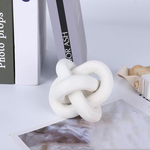 Jlong Wood Knot Chain Link Decor Coffee Table Decor 3-Link Small Shelf Decor Accents Hand Carved Boho Bead Modern Farmhouse Decorative Wooden Knot Craft Ornaments for Bedroom Living Room Office in Saudi Arabia