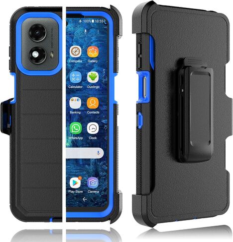 Tekcoo Case for Motorola Moto G 2024 [5G Only] | XT2417 with [Built-in Screen Protector] Holster Locking Belt Clip [Military Grade 12FT Drop Tested] Full Body Kickstand Cover [Black] in Saudi Arabia