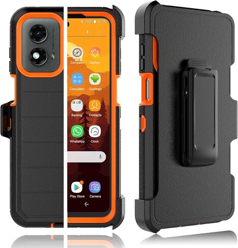 Tekcoo Case for Motorola Moto G 2024 [5G Only] | XT2417 with [Built-in Screen Protector] Holster Locking Belt Clip [Military Grade 12FT Drop Tested] Full Body Kickstand Cover [Black] in Saudi Arabia