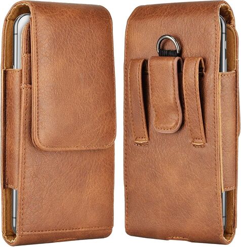 Takfox Leather Cell Phone Holster for iPhone 15 Pro Max, 15 Pro, 15, 15 Plus, 14, 14 Pro, 13, 13 Plus, 12 Mini, 11 Pro, XR, Xs, X, XS Max, 8 7, 6s Plus Phone Belt Holder Carrying Pouch Case, Black in Saudi Arabia