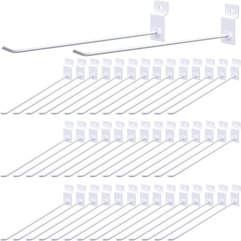 Moxweyeni 100 Pack Slatwall Hooks Slatwall Accessories Slat Wall Hanging Hooks Slat Board Hooks Slat Hangers Pegboard Gridwall Hook Display Hook for Retail Garage Organization, White (4 Inch) in Saudi Arabia