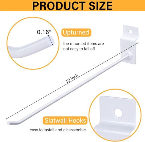 Moxweyeni 100 Pack Slatwall Hooks Slatwall Accessories Slat Wall Hanging Hooks Slat Board Hooks Slat Hangers Pegboard Gridwall Hook Display Hook for Retail Garage Organization, White (4 Inch) in Saudi Arabia