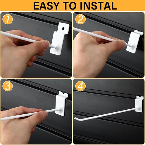 Moxweyeni 100 Pack Slatwall Hooks Slatwall Accessories Slat Wall Hanging Hooks Slat Board Hooks Slat Hangers Pegboard Gridwall Hook Display Hook for Retail Garage Organization, White (4 Inch) in Saudi Arabia