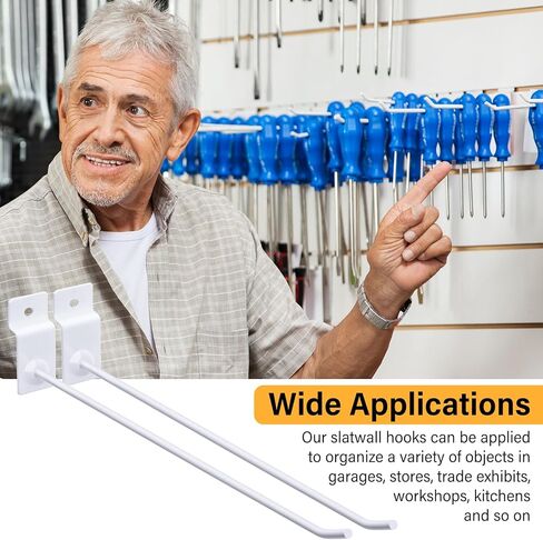 Moxweyeni 100 Pack Slatwall Hooks Slatwall Accessories Slat Wall Hanging Hooks Slat Board Hooks Slat Hangers Pegboard Gridwall Hook Display Hook for Retail Garage Organization, White (4 Inch) in Saudi Arabia