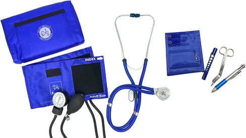 طقم ممرضة EMI NK-330 مكون من 6 قطع - وردي - سماعة الطبيب سبراغ رابابورت، ومقياس ضغط الدم اللاسائلي، ومجموعة منظم الجيب (تتضمن قلم رسم بياني، مقص ضمادة مقاس 5.5 بوصة، ومصباح قلم) in Kuwait