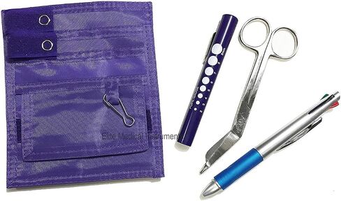 طقم ممرضة EMI NK-330 مكون من 6 قطع - وردي - سماعة الطبيب سبراغ رابابورت، ومقياس ضغط الدم اللاسائلي، ومجموعة منظم الجيب (تتضمن قلم رسم بياني، مقص ضمادة مقاس 5.5 بوصة، ومصباح قلم) in Kuwait