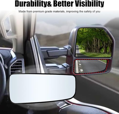 Right Passenger Side Heated Mirror Glass Lower Replacement for 2015 2016 2017 2018 2019 2020 Ford F150 F250 F350 F450 F550, Lower Tow Mirror Glass, Right Towing Mirrors Glass with Power Heated in Saudi Arabia