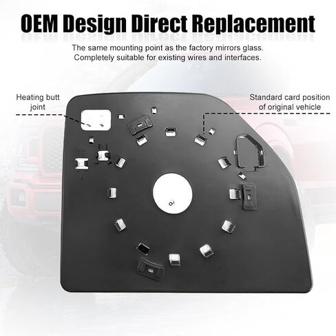 Right Passenger Side Heated Mirror Glass Lower Replacement for 2015 2016 2017 2018 2019 2020 Ford F150 F250 F350 F450 F550, Lower Tow Mirror Glass, Right Towing Mirrors Glass with Power Heated in Saudi Arabia