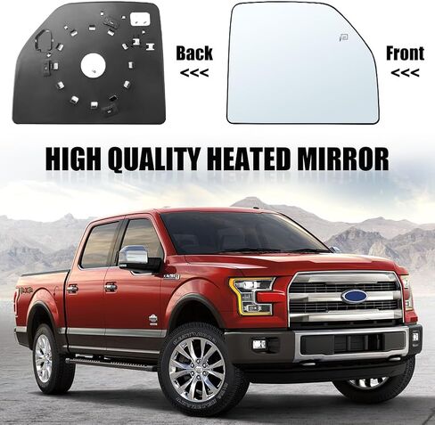الجانب الأيمن للراكب مرآة ساخنة استبدال الزجاج السفلي لعام 2015 2016 2017 2018 2019 2020 Ford F150 F250 F350 F450 F550، زجاج مرآة السحب السفلي، زجاج مرايا السحب الأيمن مع تسخين الطاقة in Kuwait