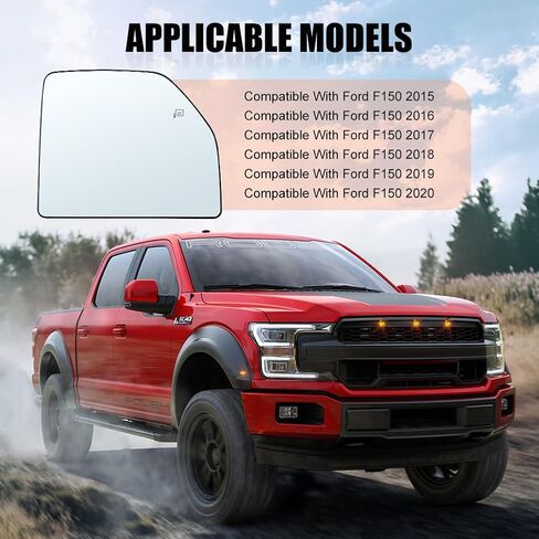 الجانب الأيمن للراكب مرآة ساخنة استبدال الزجاج السفلي لعام 2015 2016 2017 2018 2019 2020 Ford F150 F250 F350 F450 F550، زجاج مرآة السحب السفلي، زجاج مرايا السحب الأيمن مع تسخين الطاقة in Kuwait