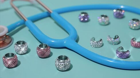 Bling Crystal Stethoscope Charms, Charmed Crystal Stethoscope Charms, Stethoscope Decorations，Round Stethoscope Id Name Tags for Nurse Accessory, Nurse RT Vet, Violet Kiss Crystal. in Saudi Arabia