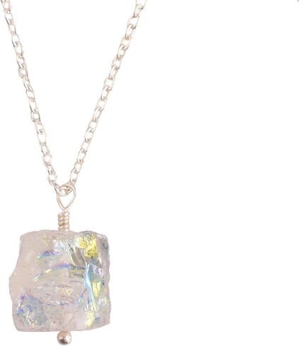 Natural Angel Aura Quartz Crystals Pendant Necklace, Pear Cabochon Gemstone, Energy Healing Crystals, Birthday, Gift for Her, Gemstone Jewelry 18 inch AAA+ Quality (Angel aura A) in Saudi Arabia