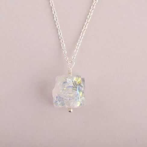Natural Angel Aura Quartz Crystals Pendant Necklace, Pear Cabochon Gemstone, Energy Healing Crystals, Birthday, Gift for Her, Gemstone Jewelry 18 inch AAA+ Quality (Angel aura A) in Saudi Arabia