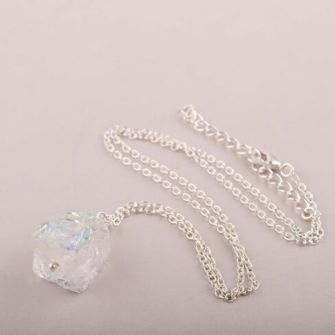Natural Angel Aura Quartz Crystals Pendant Necklace, Pear Cabochon Gemstone, Energy Healing Crystals, Birthday, Gift for Her, Gemstone Jewelry 18 inch AAA+ Quality (Angel aura A) in Saudi Arabia