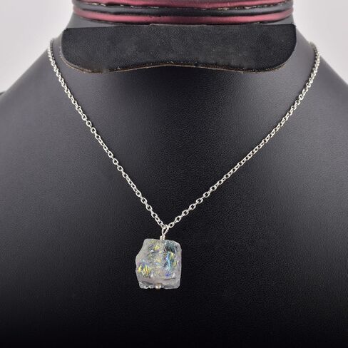 Natural Angel Aura Quartz Crystals Pendant Necklace, Pear Cabochon Gemstone, Energy Healing Crystals, Birthday, Gift for Her, Gemstone Jewelry 18 inch AAA+ Quality (Angel aura A) in Saudi Arabia