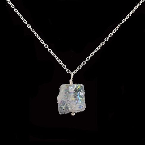 Natural Angel Aura Quartz Crystals Pendant Necklace, Pear Cabochon Gemstone, Energy Healing Crystals, Birthday, Gift for Her, Gemstone Jewelry 18 inch AAA+ Quality (Angel aura A) in Saudi Arabia