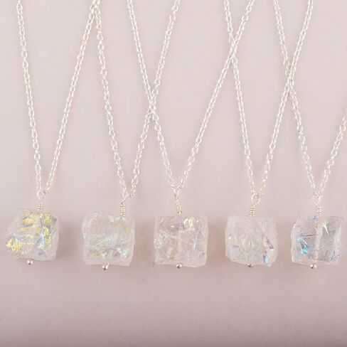 Natural Angel Aura Quartz Crystals Pendant Necklace, Pear Cabochon Gemstone, Energy Healing Crystals, Birthday, Gift for Her, Gemstone Jewelry 18 inch AAA+ Quality (Angel aura A) in Saudi Arabia