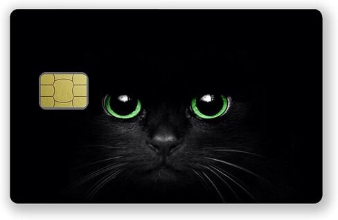 Black Cat Small Chip Credit Card Stickers Slim Waterproof Anti-Wrinkling Removable Vinyl Decals Debit Card Skin Cover in Saudi Arabia