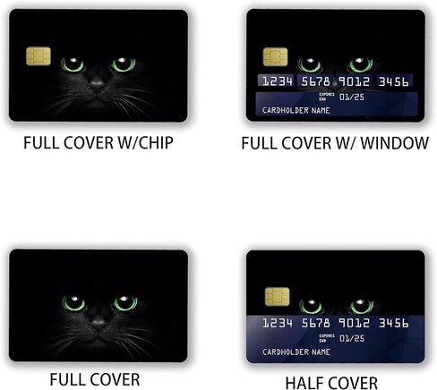 Black Cat Small Chip Credit Card Stickers Slim Waterproof Anti-Wrinkling Removable Vinyl Decals Debit Card Skin Cover in Saudi Arabia