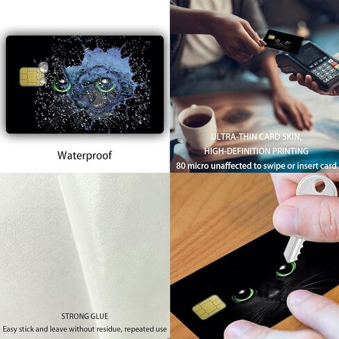 Black Cat Small Chip Credit Card Stickers Slim Waterproof Anti-Wrinkling Removable Vinyl Decals Debit Card Skin Cover in Saudi Arabia