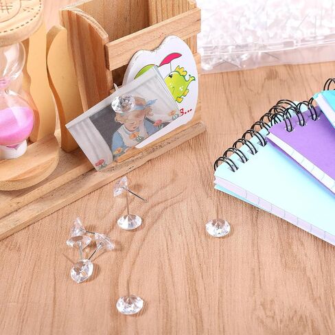 100 Pcs Clear Push Pins Clear Thumb Tacks Decorative Diamond Push Pins Diamond Pushpins Stainless Steel Thumb Tacks Decorative Plastic Head Steel Pin for Posters Office Maps Sofa Office Classroom in Saudi Arabia