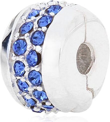 Round Clip Charm with Crystal Charm 925 Sterling Silver Stopper Charm Spacer Charm for Pandora Bracelet in Saudi Arabia