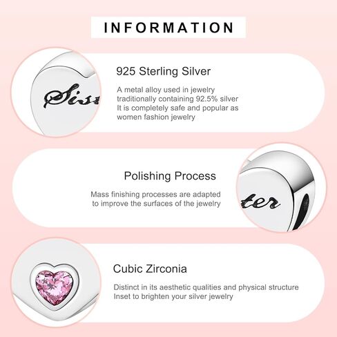 سحر قلب الأخت 925 حبة من الفضة الاسترليني للأساور in Kuwait