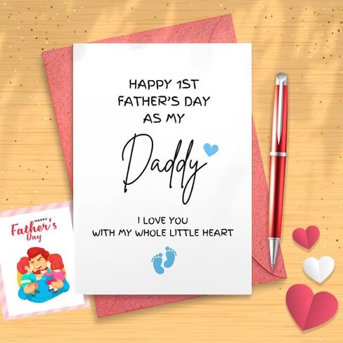 Happy 1st Fathers Day Daddy Card, Custom 1st Fathers Day From Baby Gift, Happy First Father's Day Daddy Greeting Card [01774] in Saudi Arabia