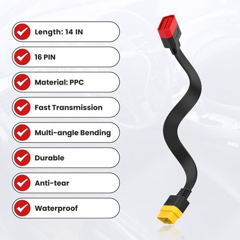 كابل تمديد obd2 كامل 16 دبوس ذكر إلى أنثى obdii تمديد كابل للسيارة obd التشخيص موسع سلك موصل رشاقته المواد (36 سنتيمتر/1.2ft) in Kuwait