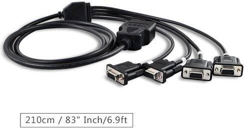 2.1M 6.9ft 1 OBD Male Interface to DB9 Serial RS232 4 Female Port OBD2 OBDII 16 Pin OBD Cable Adapter Diagnostic Extension Cord Connector (OBD Male/Female Port to DB9 Cable) in Saudi Arabia