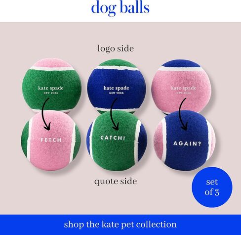 Kate Spade New York Dog Tennis Balls, Pet Safe Balls for Dogs to Exercise & Train, Fetch Pet Toys, (Set of 3) in Saudi Arabia