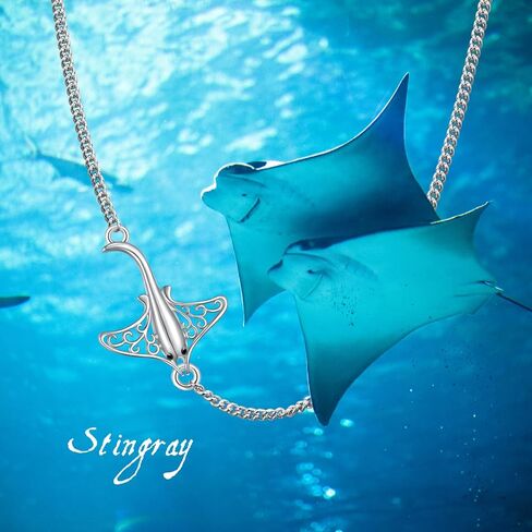 Ladytree Stingray أقراط المختنق قلادة الفضة الاسترليني مانتا راي الأسماك البحر الحيوان مجوهرات هدية عيد الميلاد للنساء عاشق البحر in Kuwait