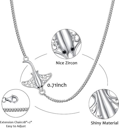 Ladytree Stingray أقراط المختنق قلادة الفضة الاسترليني مانتا راي الأسماك البحر الحيوان مجوهرات هدية عيد الميلاد للنساء عاشق البحر in Kuwait