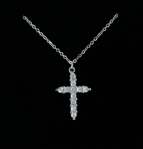 Crystal Cross Necklace And Earrings Set for Women Girls Jewelry Set with Packing Gift Jewelry Cubic Zirconia Cross Pendant Necklace Cross Earrings, Silver in Saudi Arabia