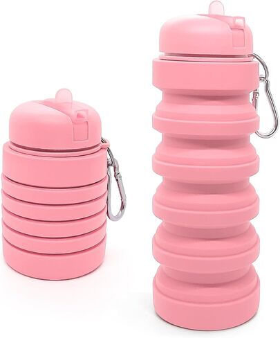 Collapsible Water Bottle 20oz, Travel Portable Sport Water Bottle, Silicone Reusable Leakproof Foldable Water Bottles for Gym Camping Outdoor Hiking, BPA Free in Saudi Arabia