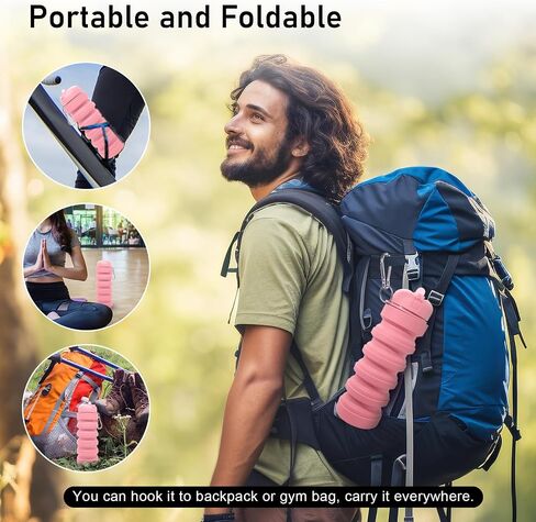 Collapsible Water Bottle 20oz, Travel Portable Sport Water Bottle, Silicone Reusable Leakproof Foldable Water Bottles for Gym Camping Outdoor Hiking, BPA Free in Saudi Arabia
