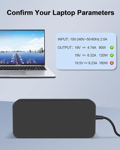 شاحن تيار متردد للكمبيوتر المحمول 120 وات لجهاز Asus ROG GL551J GL552VW GL553V GL752VW GL753VE N550JK N550JX ZX53VW FX53VD G56JK N56JR، محول طاقة الكمبيوتر المحمول 19 فولت 6.32 أمبير (5.5 * 2.5 مم) in Saudi Arabia