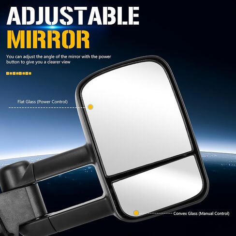 Towing Mirrors Compatible with Chevy GMC C1500 C1500 1988-2000 C2500 K2500 K3500 C3500 1988-1999 Yukon 1992-2000 Tahoe 1995-2000 with Manual Folding Telescoping in Saudi Arabia