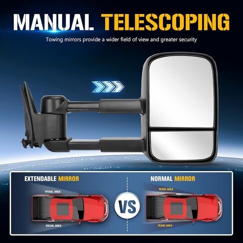 Towing Mirrors Compatible with Chevy GMC C1500 C1500 1988-2000 C2500 K2500 K3500 C3500 1988-1999 Yukon 1992-2000 Tahoe 1995-2000 with Manual Folding Telescoping in Saudi Arabia