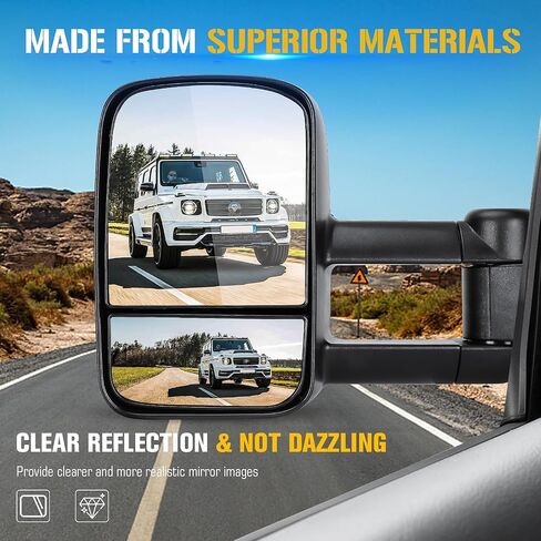 Towing Mirrors Compatible with Chevy GMC C1500 C1500 1988-2000 C2500 K2500 K3500 C3500 1988-1999 Yukon 1992-2000 Tahoe 1995-2000 with Manual Folding Telescoping in Saudi Arabia