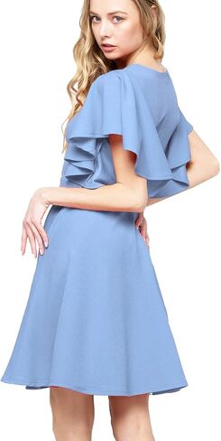 FASHIONOLIC Women's Stretchy A Line Swing Flared Skater Cocktail Party Dress Made in USA in Saudi Arabia